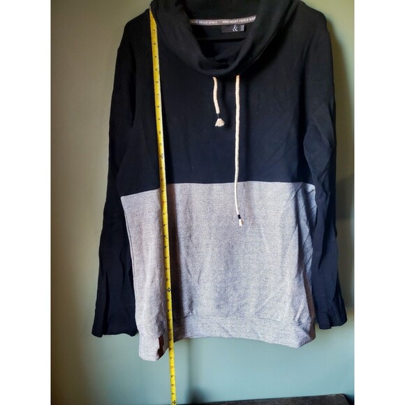 Ampersand Avenue Women's Cowl Neck Pullover XXXL Black Herringbone NO pockets - Picture 9 of 12